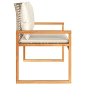 Градинска пейка с възглавница бежов микс полиратан и акация - VL365863 - Thumbnail 5