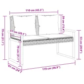 Градинска пейка с възглавница бежов микс полиратан и акация - VL365863 - Thumbnail 10