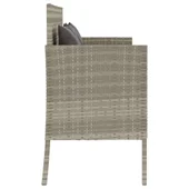 Градинска пейка с възглавници, светлосив, полиратан - VL365776 - Thumbnail 5