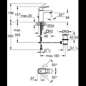Grohe eurocube смесител за умивалник 1/2″, едноръкохватков, s-размер - Thumbnail 2