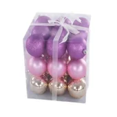 Коледни топки Ø7 см Сияйна фуксия/златно 27 бр. - Thumbnail 2