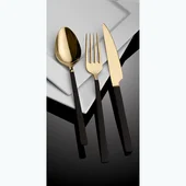 Комплект прибори 18 части Злато и черно Cubuk HIRA - Thumbnail 3