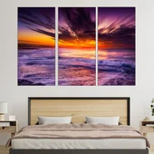 Красив залез над брега на океана - картина пано за стена - Thumbnail 2