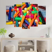 Многоцветни дървени пръчки  - картина пано за стена - Thumbnail 3