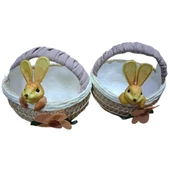 Великденска декорация Кошница със заек 14x14x13 см - Thumbnail 2