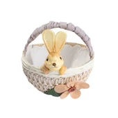 Великденска декорация Кошница със заек 14x14x13 см - Thumbnail 1