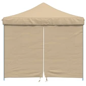 Сгъваема парти шатра pop-up с 4 странични стени бежова - Thumbnail 3