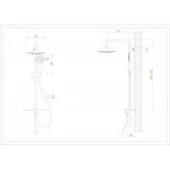 Тръбно стационарно окачване с подвижен душ и лавица IC-6106 - Thumbnail 3