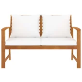Градинска пейка 120 см с кремава възглавница, акация масив - VL311829 - Thumbnail 2