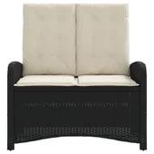 Накланяща се градинска пейка с възглавници черен полиратан - VL368215 - Thumbnail 3