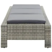 Шезлонг с шалте, полиратан, сив 220 x 75 x 35 см - Thumbnail 4