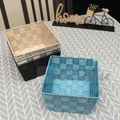 Квадратен плетен панер за съхранение - Thumbnail 4