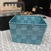 Квадратен плетен панер за съхранение - Thumbnail 2