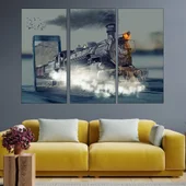 Манипулация влак с парен локомотив - картина пано за стена - Thumbnail 2