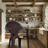 Градински стол PVC кафяв Palmiye MEVSIM - Thumbnail 2