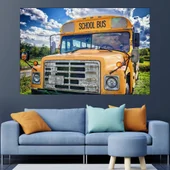 Изоставен училищен автобус - картина пано за стена - Thumbnail 1