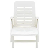 Сгъваем шезлонг, пластмаса, бял 72 x 189 x 96 см - Thumbnail 2