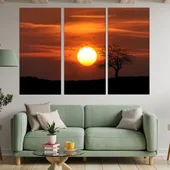 Залез над самотно дърво и птици - картина пано за стена - Thumbnail 2