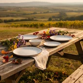 Порцеланов сервиз за хранене 24 части Кафяви пръски TOPRAKSAN - Thumbnail 3