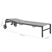 Шезлонги, 2 бр, с масичка, стомана сиви - Thumbnail 9