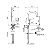 Стоящ смесител за умивалник с висок чучур и изпразнител SevaNext Vidima - Thumbnail 2