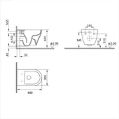 Стенна тоалетна чиния Ваяна 49х36.5х37см бежов мат INTER CERAMIC - Thumbnail 3
