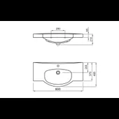 Умивалник  върху мебел с отвор  800 нео бял - Thumbnail 2