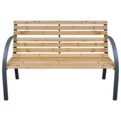 Градинска пейка, 112 см, масивна ела - VL319573 - Thumbnail 2