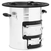 Къмпинг печка на дърва сребърна 51,5x35x30,5 см инокс - Thumbnail 3