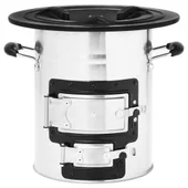 Къмпинг печка на дърва сребърна 51,5x35x30,5 см инокс - Thumbnail 4