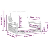 Пейка-люлка с възглавници, бежова, 63x62x40 см, полиратан - VL368166 - Thumbnail 9