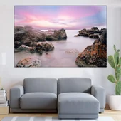 Мъгла над скалист плаж - картина пано за стена - Thumbnail 1