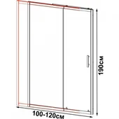 Регулируем стъклен параван за баня Рис 100х120х190см INTER CERAMIC - Thumbnail 2