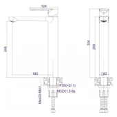Висок стоящ смесител за мивка Венеция Gun Gray INTER CERAMIC - Thumbnail 3