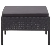 Градински комплект с черни възглавници, 3 части, полиратан - Thumbnail 12