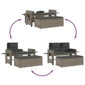 Накланяща се градинска пейка с възглавници сив полиратан - VL365819 - Thumbnail 9