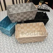 Правоъгълен плетен панер за съхранение - Thumbnail 3