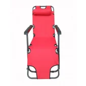 Сгъваем стол за къмпинг с възглавница 153x60x80 см червен - Thumbnail 2