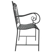 Външна пейка Черна Метал Стандартна Здрава Пейка за открито - VL42008113 - Thumbnail 5