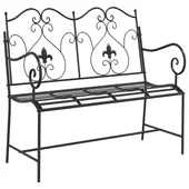 Външна пейка Черна Метал Стандартна Здрава Пейка за открито - VL42008113 - Thumbnail 2