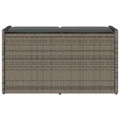 Външна пейка за съхранение с възглавница Grey 100 cm Поли ратан - VL4104062 - Thumbnail 4