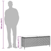 Градинска пейка с възглавница сива 110x30x40,5 cm Поли ратан - VL4104156 - Thumbnail 9