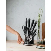 Комплект ножове с поставка черно/сребристо OLIVER VOLTZ - Thumbnail 3