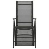 Накланящи се градински столове, 2 бр., textilene и алуминий, черни - Thumbnail 2