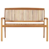 Стифираща градинска пейка с възглавница, 128,5 см, тик масив - VL3063286 - Thumbnail 3