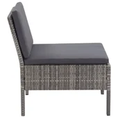 Градински комплект с възглавници, 6 части, полиратан, сив - Thumbnail 11