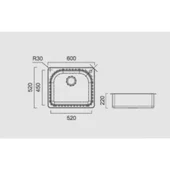 Кухненска гранитна сива мивка 22х50х60см INTER CERAMIC - Thumbnail 2