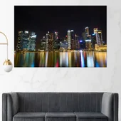 Нощен изглед от Сингапур - картина пано за стена - Thumbnail 1