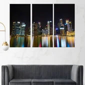 Нощен изглед от Сингапур - картина пано за стена - Thumbnail 2