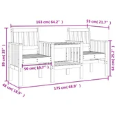Градинска пейка с маса, 2-местна, масивна чамова дървесина - VL825149 - Thumbnail 8